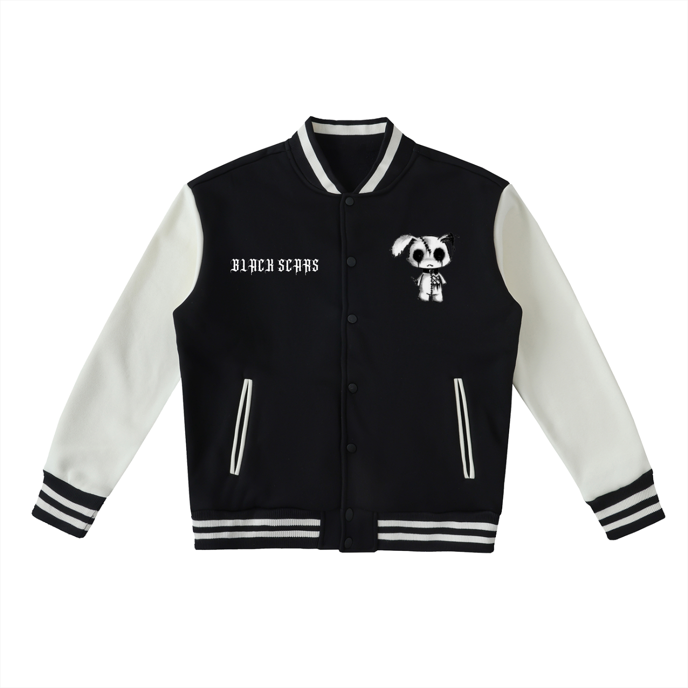 Black Scars Waiting For The Exhale Two-Tone Fleeced Varsity Jacket