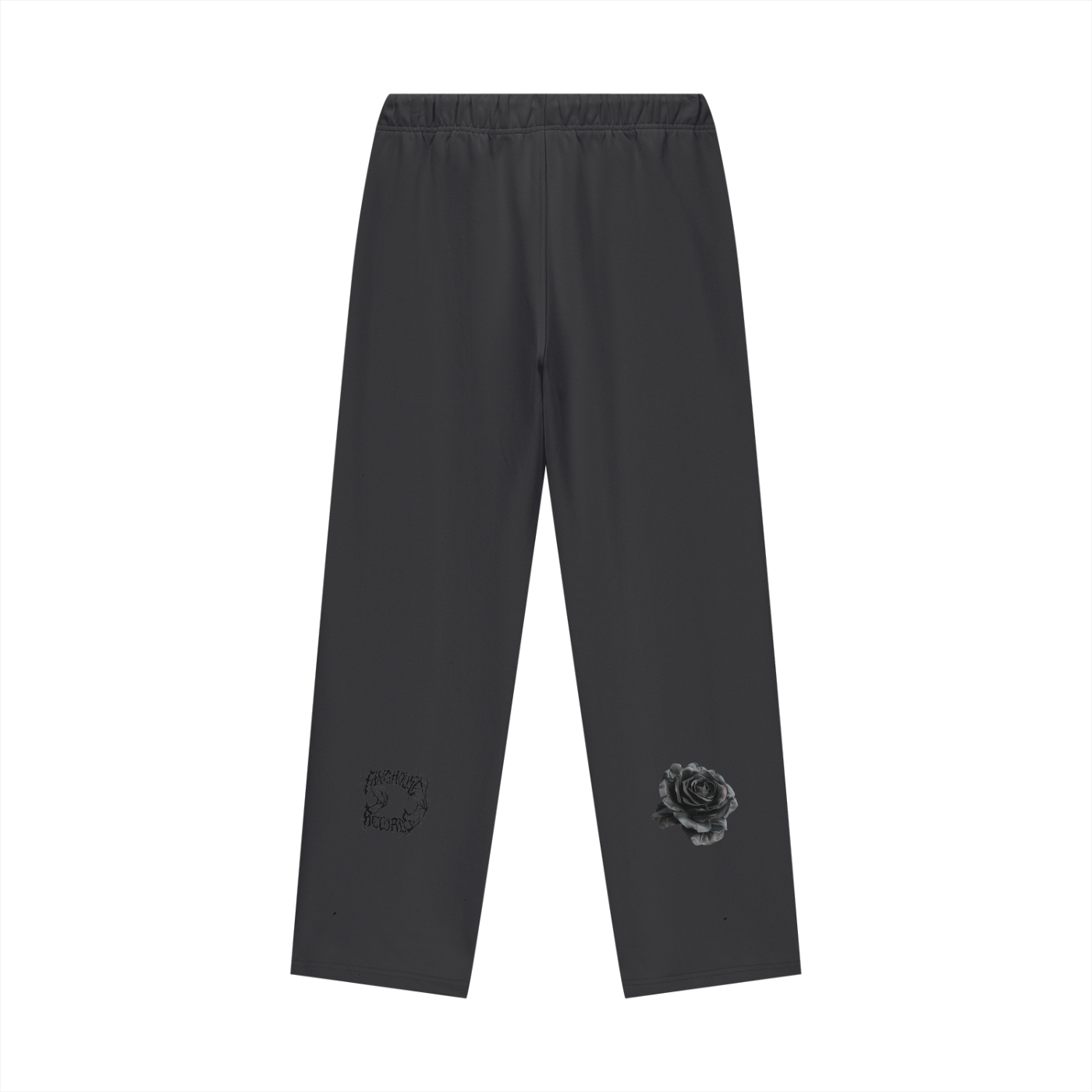 Black Scars Dead Roses Are Pretty Too Fleece Lined Straight Leg Pants - 460 GSM