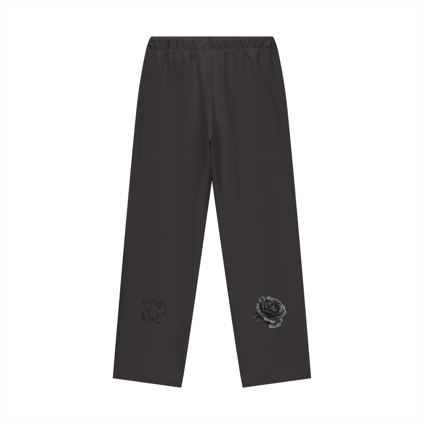 Black Scars Dead Roses Are Pretty Too Fleece Lined Straight Leg Pants - 460 GSM