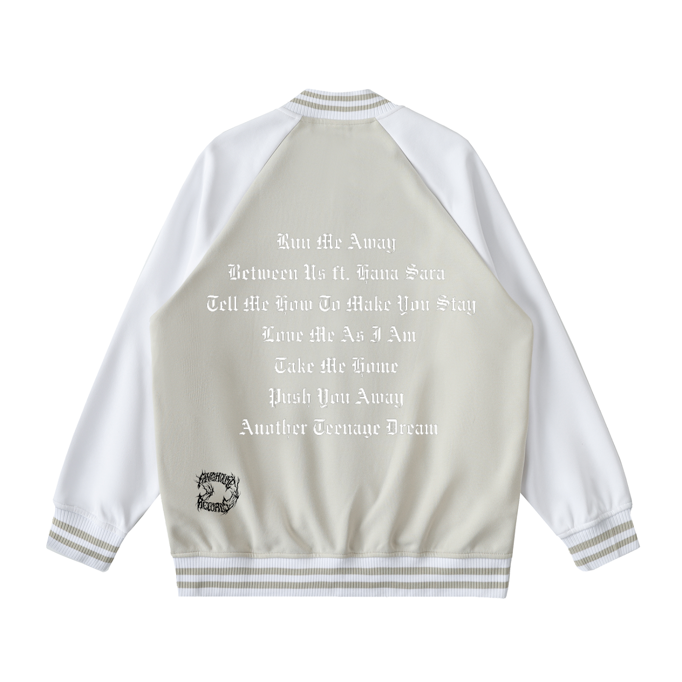 Black Scars Dead Roses Are Pretty Too Tracklist Two Tone Raglan Sleeve Varsity Jacket