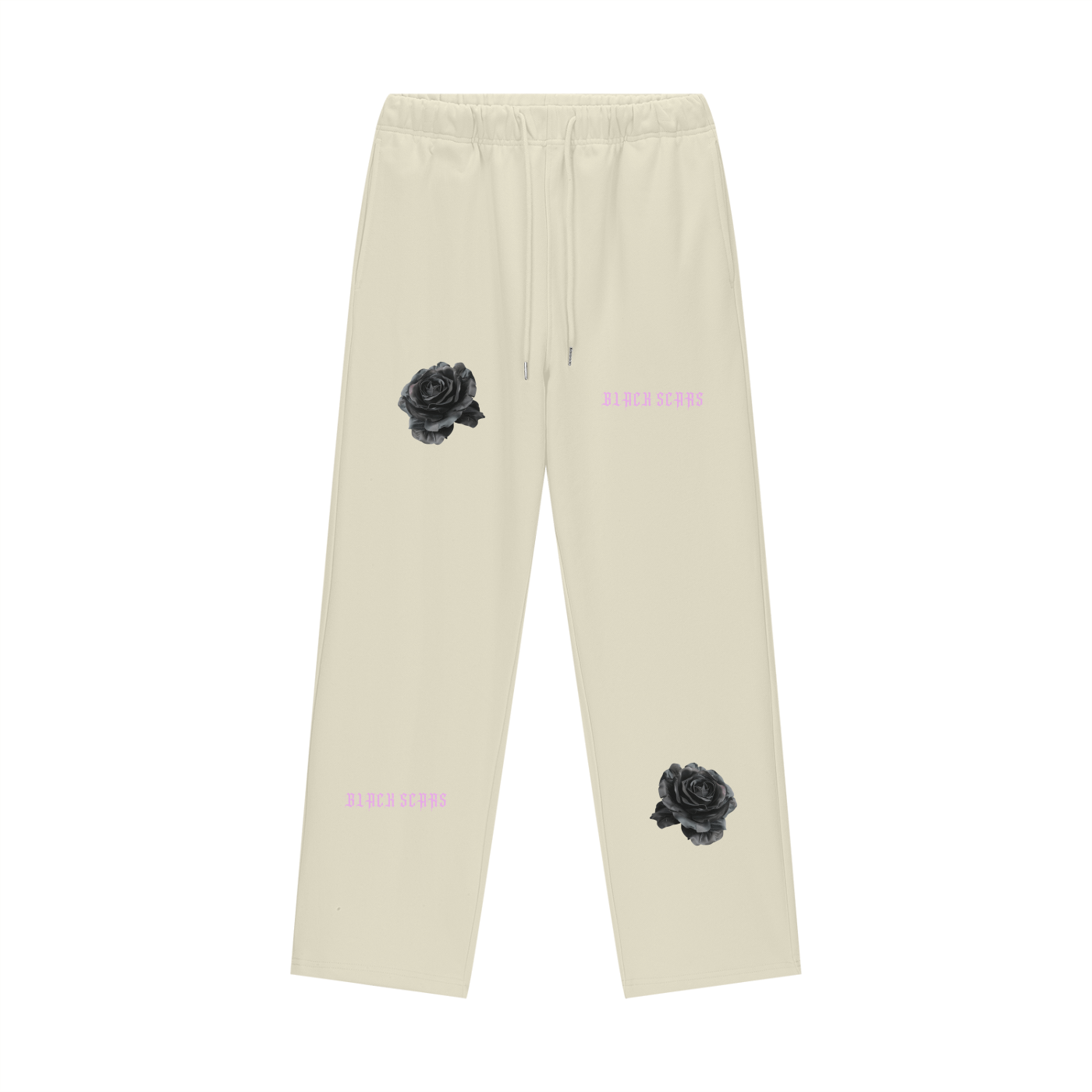 Black Scars Dead Roses Are Pretty Too Fleece Lined Straight Leg Pants - 460 GSM