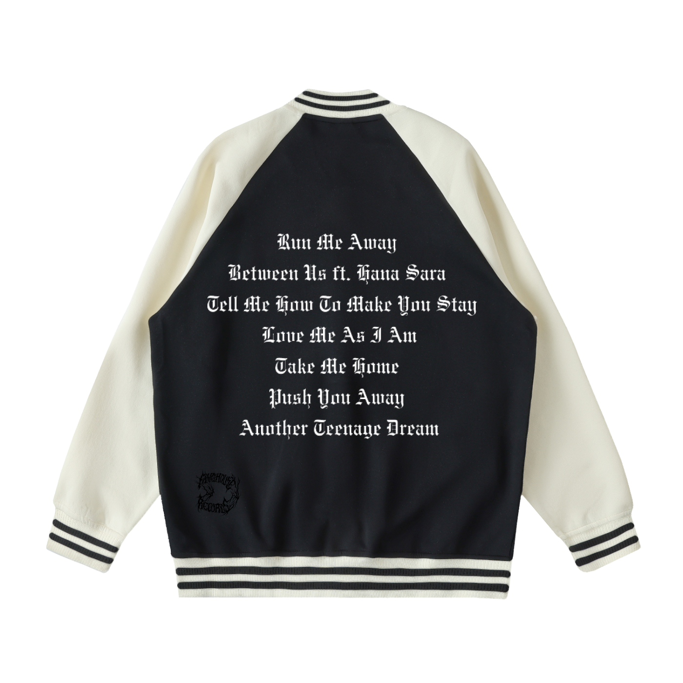 Black Scars Dead Roses Are Pretty Too Tracklist Two Tone Raglan Sleeve Varsity Jacket