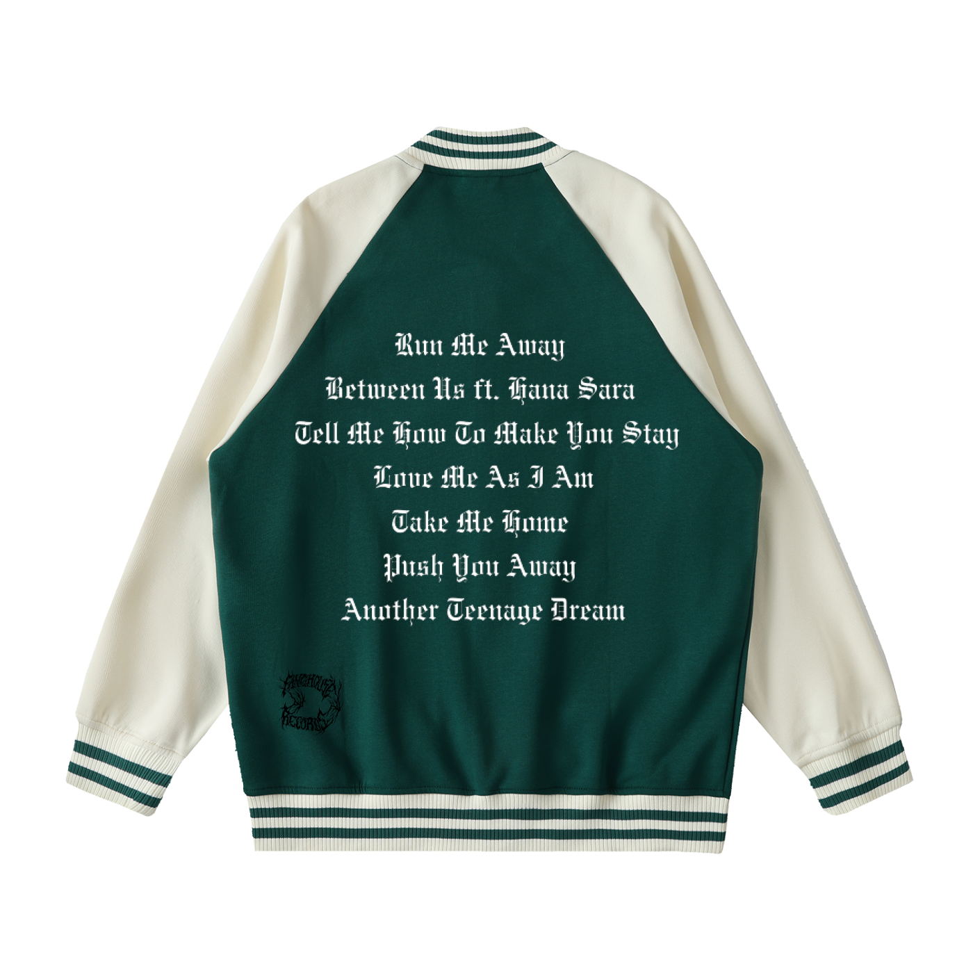Black Scars Dead Roses Are Pretty Too Tracklist Two Tone Raglan Sleeve Varsity Jacket