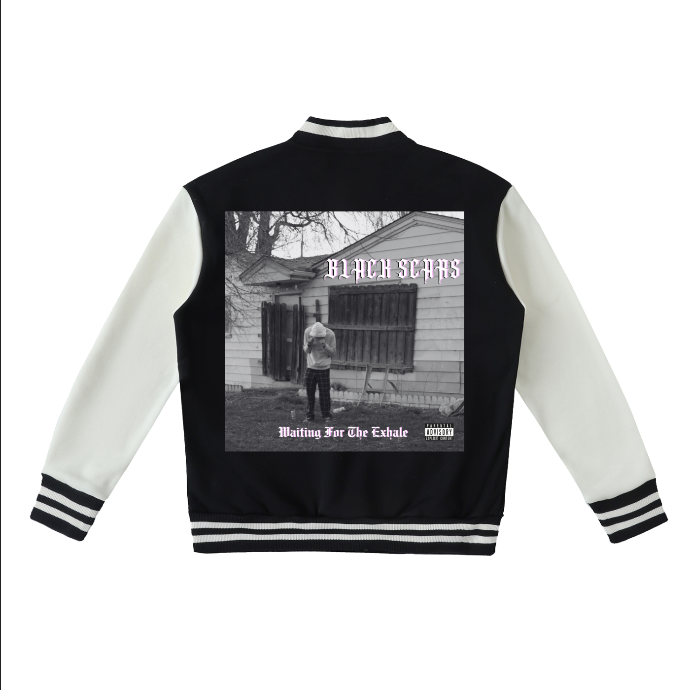 Black Scars Waiting For The Exhale Two-Tone Fleeced Varsity Jacket