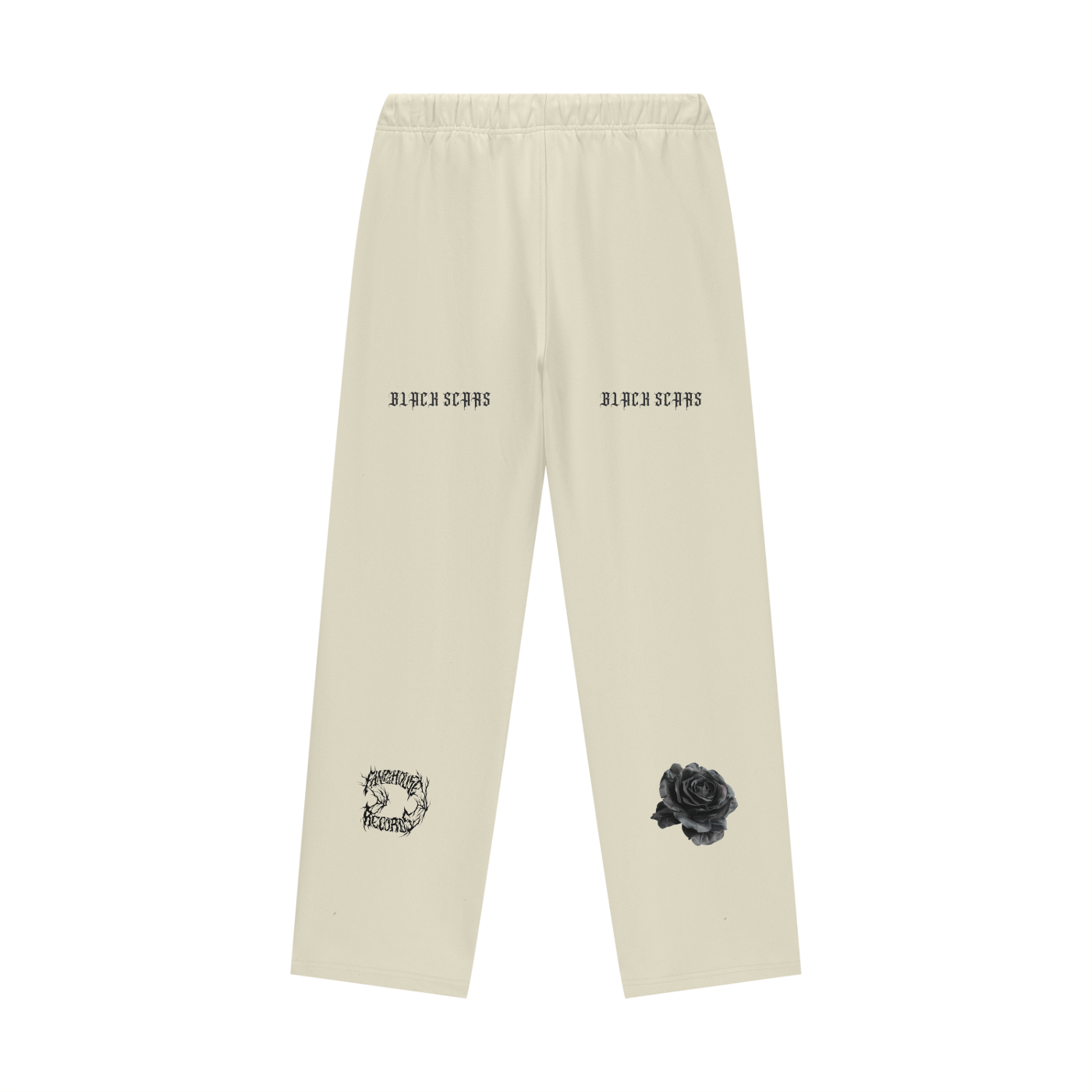 Black Scars Dead Roses Are Pretty Too Fleece Lined Straight Leg Pants - 460 GSM