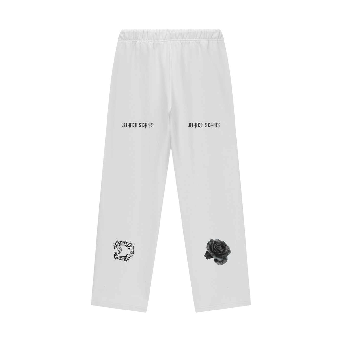 Black Scars Dead Roses Are Pretty Too Fleece Lined Straight Leg Pants - 460 GSM