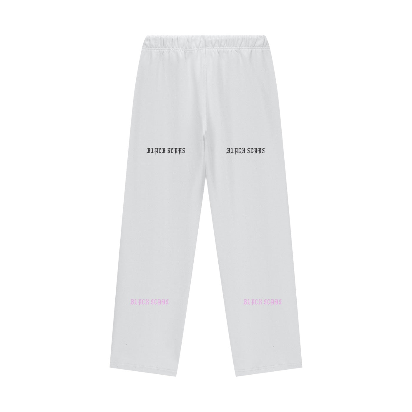 Black Scars Fleece Lined Straight Leg White Sweatpants