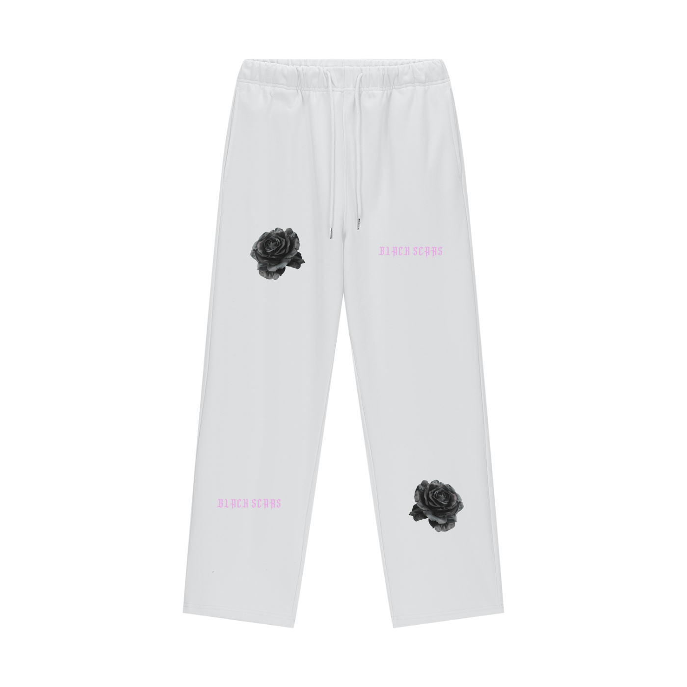 Black Scars Dead Roses Are Pretty Too Fleece Lined Straight Leg Pants - 460 GSM
