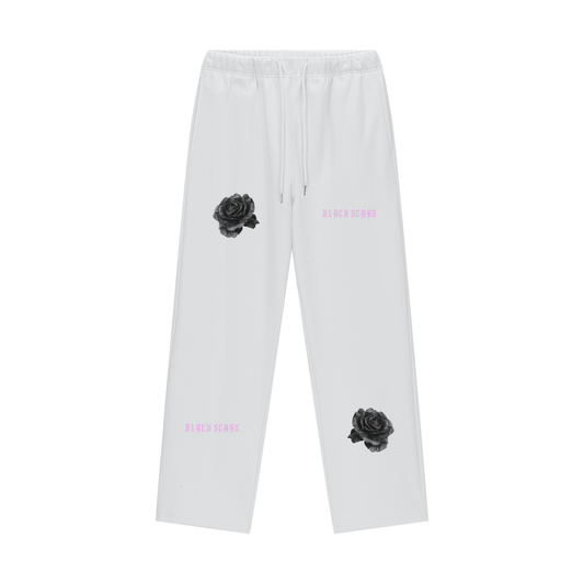 Black Scars Dead Roses Are Pretty Too Fleece Lined Straight Leg Pants - 460 GSM