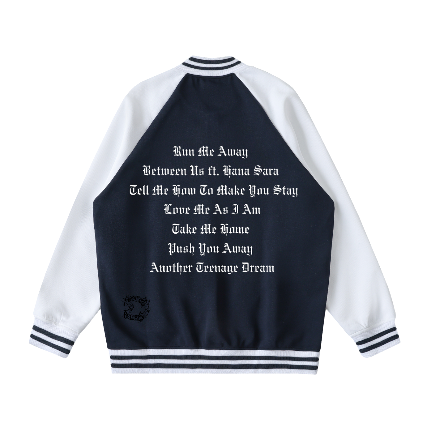 Black Scars Dead Roses Are Pretty Too Tracklist Two Tone Raglan Sleeve Varsity Jacket