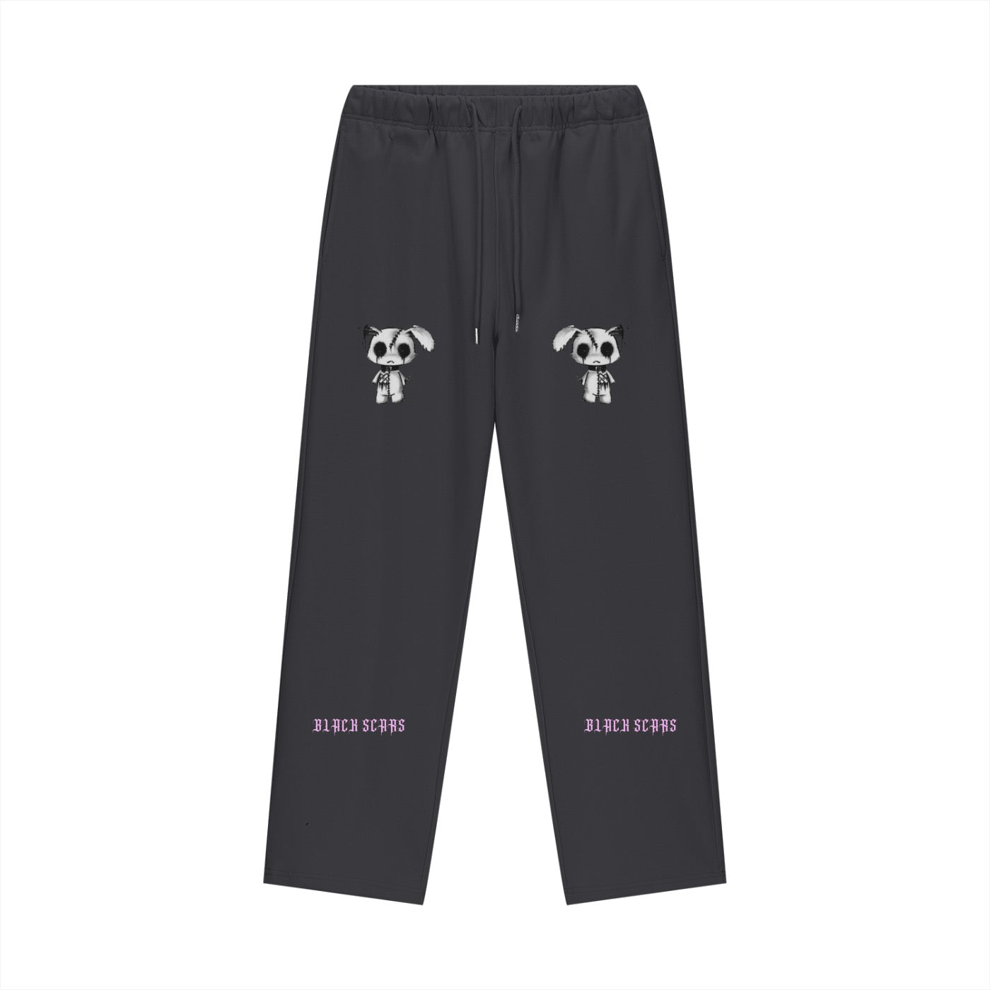 Black Scars Fleece Lined Straight Leg Black Sweatpants