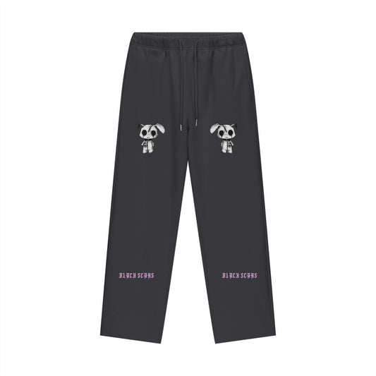 Black Scars Fleece Lined Straight Leg Black Sweatpants