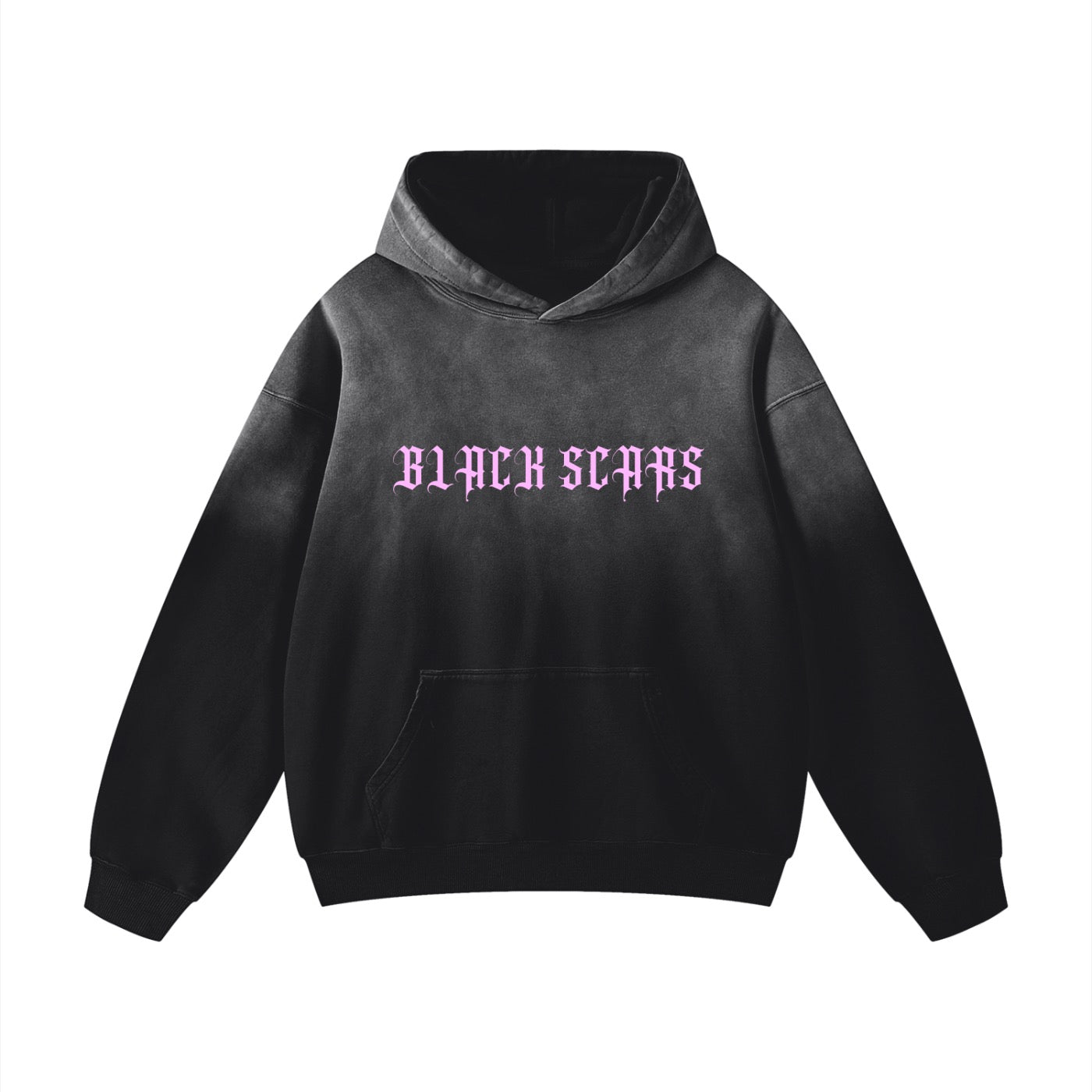 Black Scars Heavyweight Sunfade Oversized Black & White Hoodie