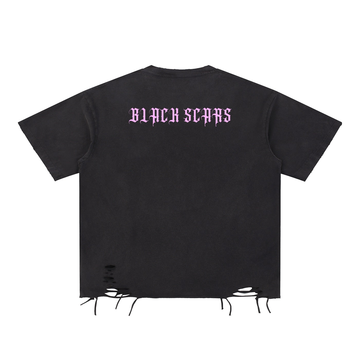 Black Scars Short Snow Washed Raw-Hem Black T-Shirt