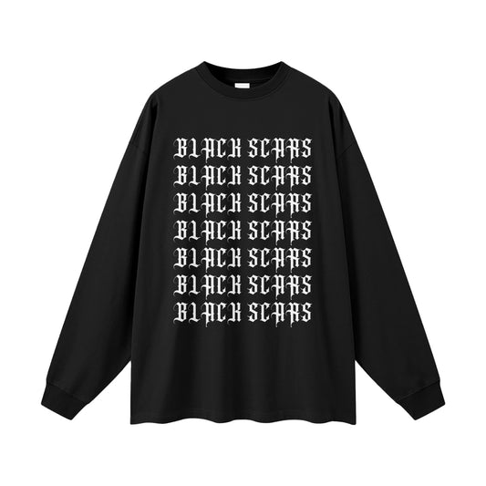Black Scars Streetwear Unisex Cotton Long Sleeve Black Tee