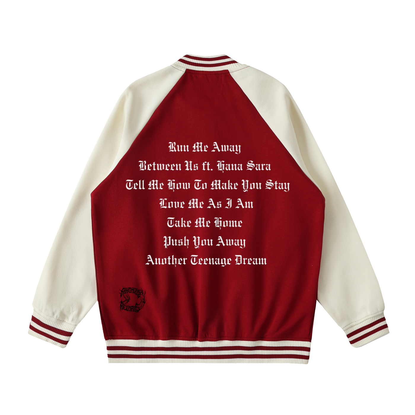 Black Scars Dead Roses Are Pretty Too Tracklist Two Tone Raglan Sleeve Varsity Jacket