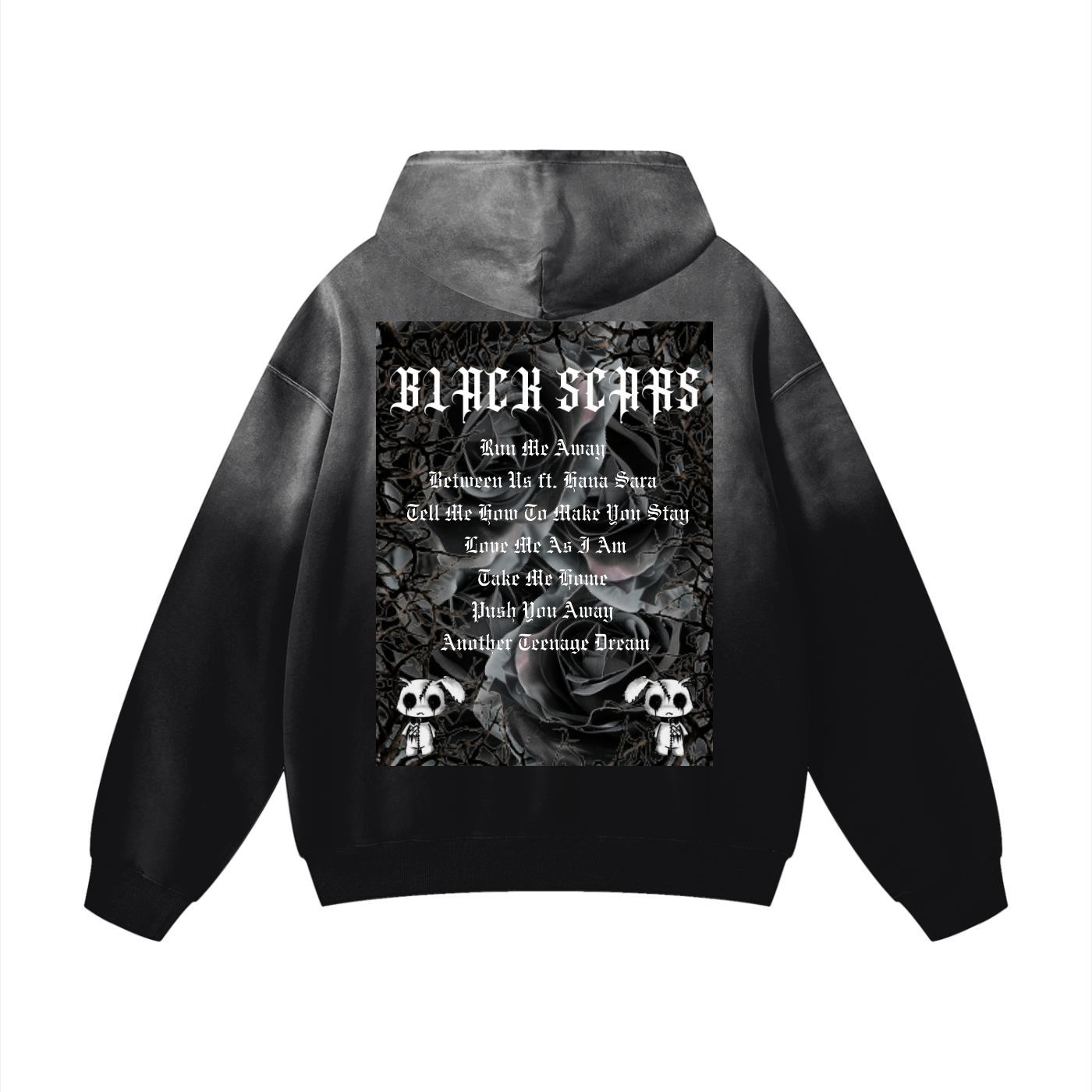 Black Scars Dead Roses Are Pretty Too Heavyweight Sunfade Oversized Hoodie