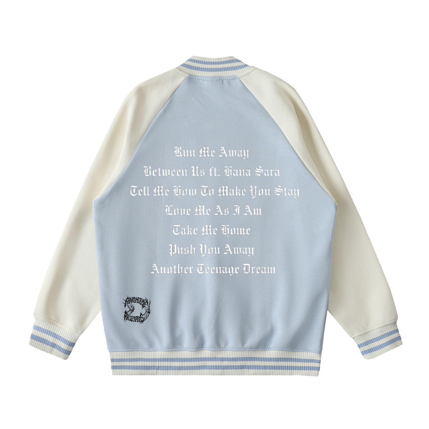 Black Scars Dead Roses Are Pretty Too Tracklist Two Tone Raglan Sleeve Varsity Jacket