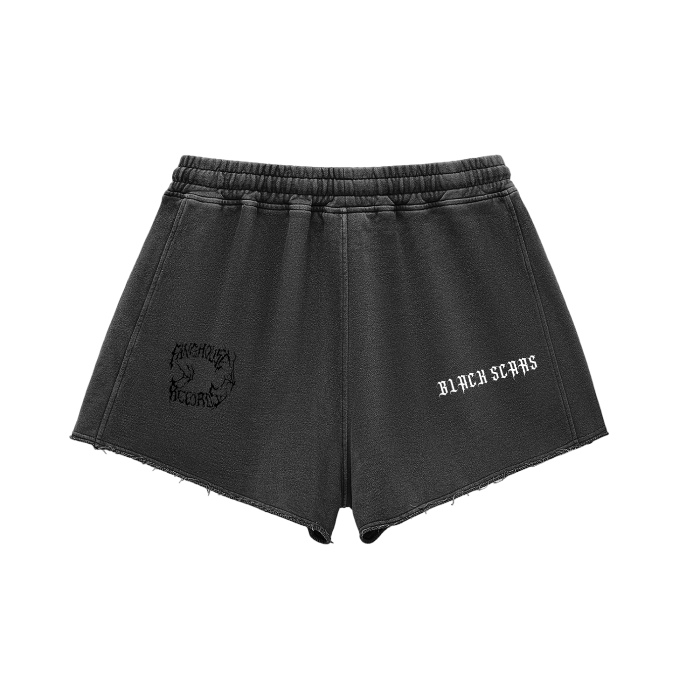 Black Scars Women's Snow Washed Raw Edge Drawstring Shorts